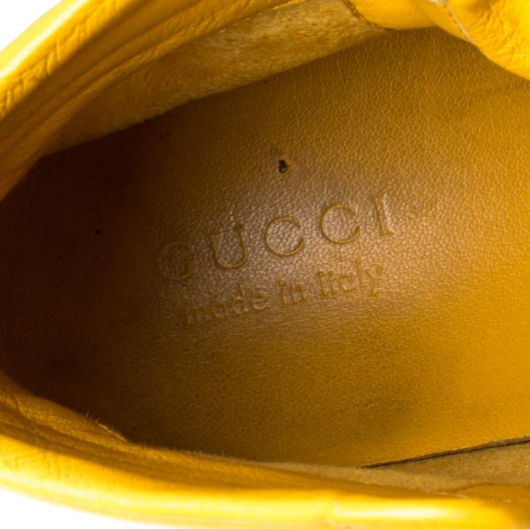 Pre Owned Gucci Yellow Diamante Leather High Top Sneakers Size 44