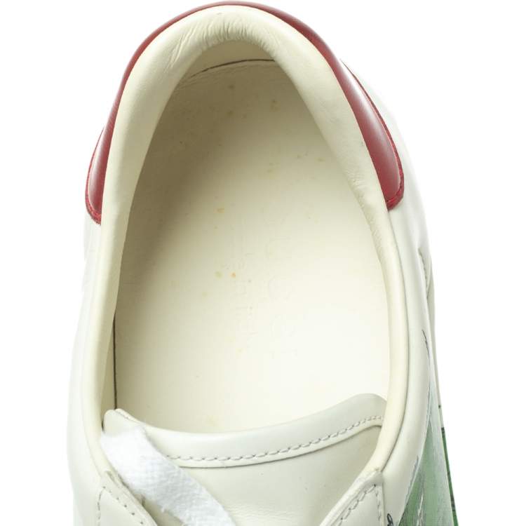 Pre Owned Gucci White Leather Ace Panther Print Low Top Sneakers Size 42.5