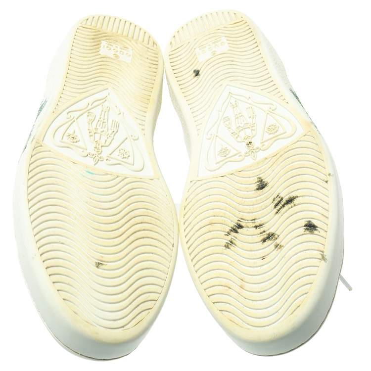Pre Owned Gucci White Leather Ace Panther Print Low Top Sneakers Size 42.5