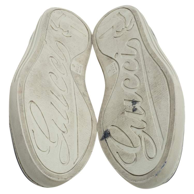 Pre Owned Gucci Navy Blue Leather Lace Up Low Top Sneakers Size 43