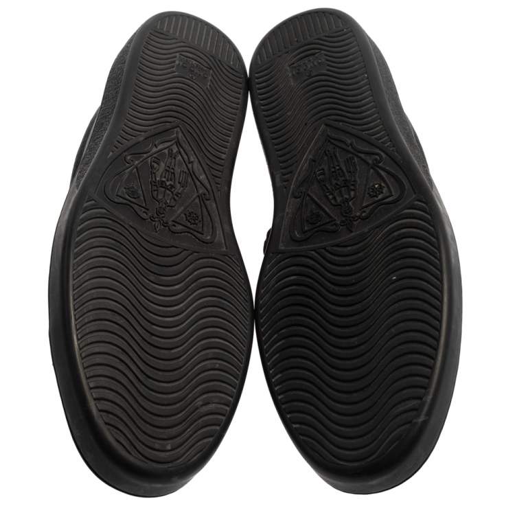 Pre Owned Gucci Black GG Supreme Canvas and Leather Brooklyn Low Top Sneakers Size 46