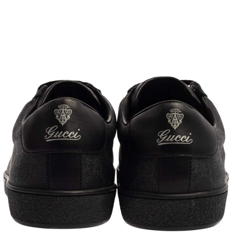 Pre Owned Gucci Black GG Supreme Canvas and Leather Brooklyn Low Top Sneakers Size 46