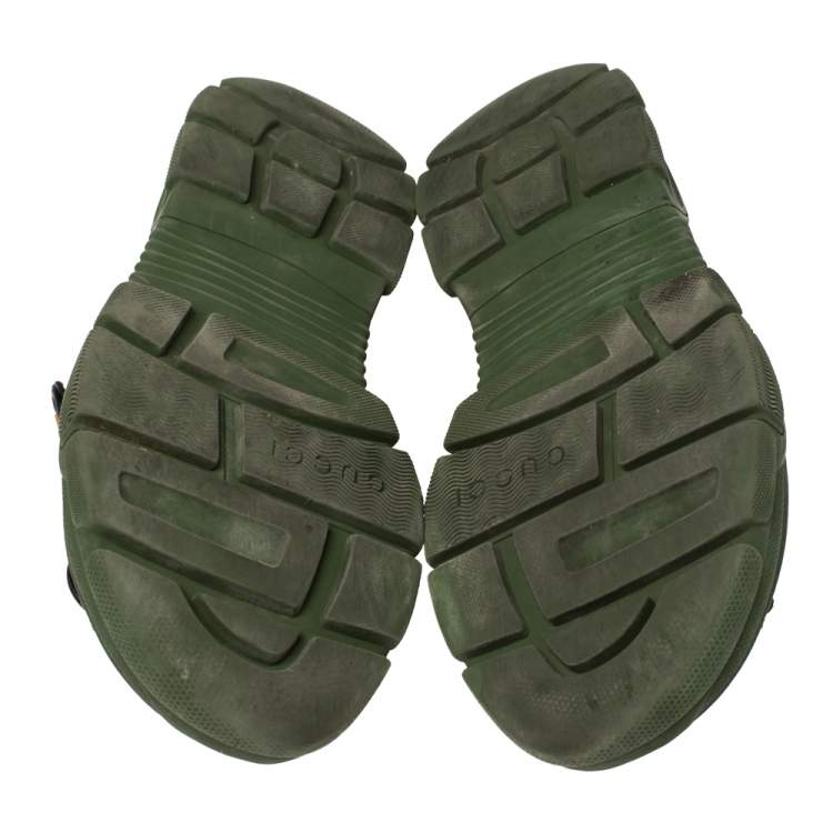 Pre Owned Gucci Black Leather And Mesh Sega Sandals Size 43