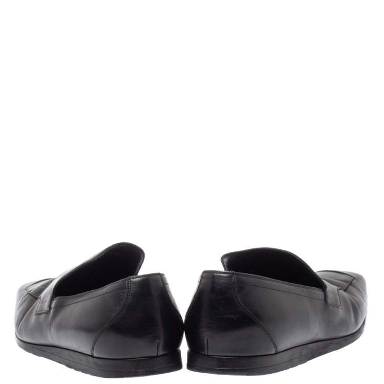 Pre Owned Gucci Black Leather Slip On Loafers Size 43.5