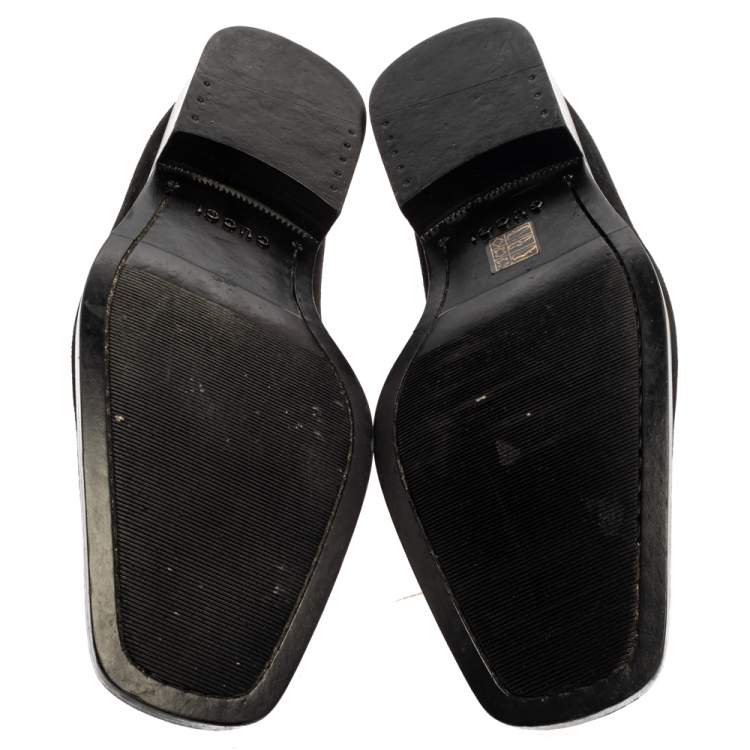 Pre Owned Gucci Black Suede Slip On Loafers Size 43 