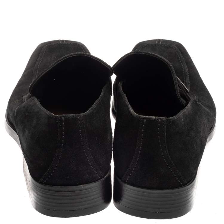 Pre Owned Gucci Black Suede Slip On Loafers Size 43 
