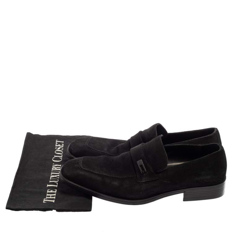 Pre Owned Gucci Black Suede Slip On Loafers Size 43 