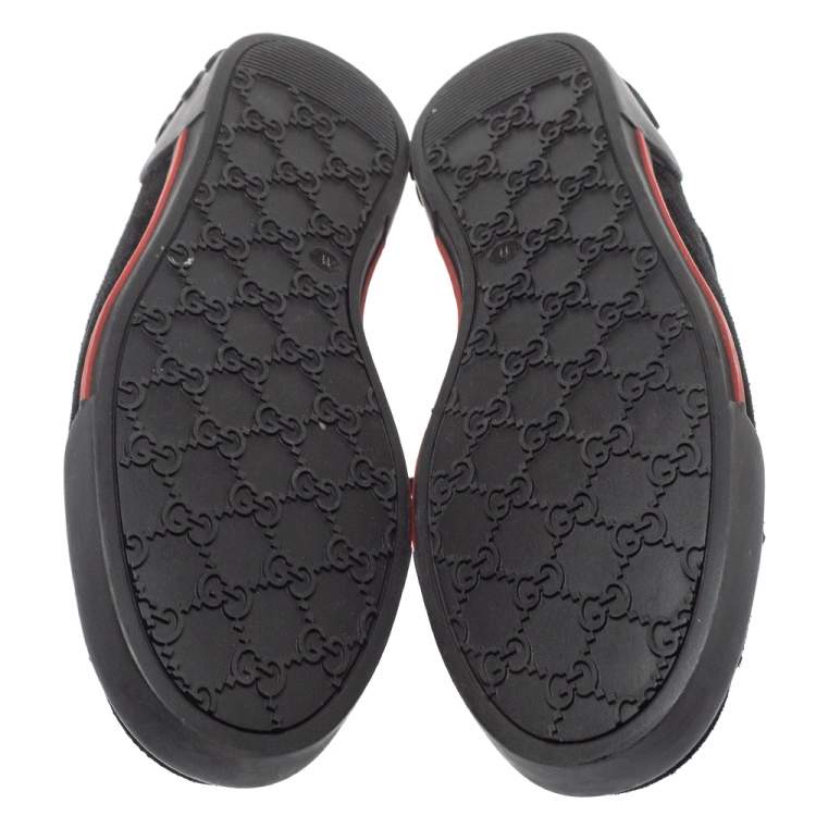 Pre Owned Gucci Black Suede Logo Embellished Low Top Sneakers Size 45