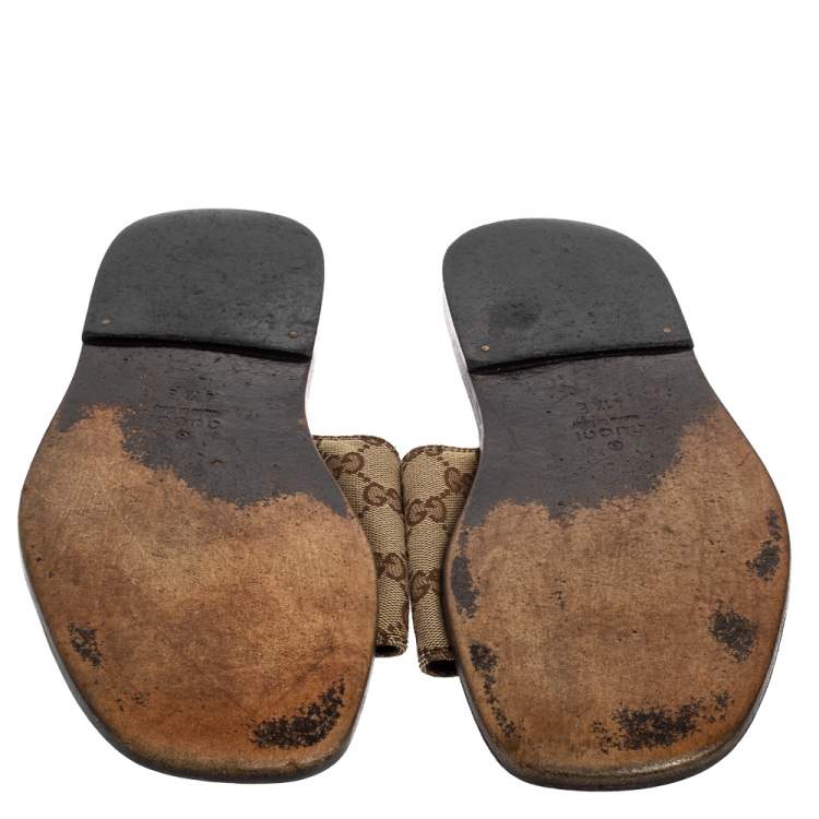 Pre Owned Gucci Beige GG Supreme Slide Sandals Size 41.5