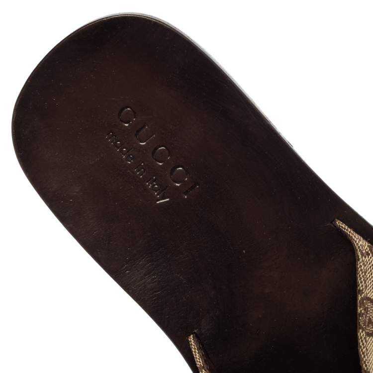 Pre Owned Gucci Beige GG Supreme Slide Sandals Size 41.5