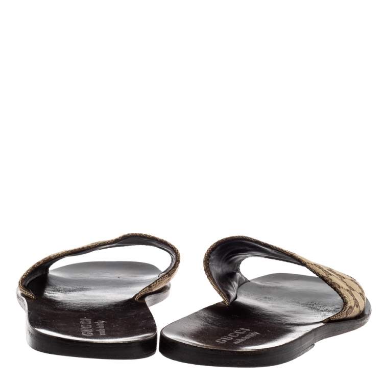 Pre Owned Gucci Beige GG Supreme Slide Sandals Size 41.5