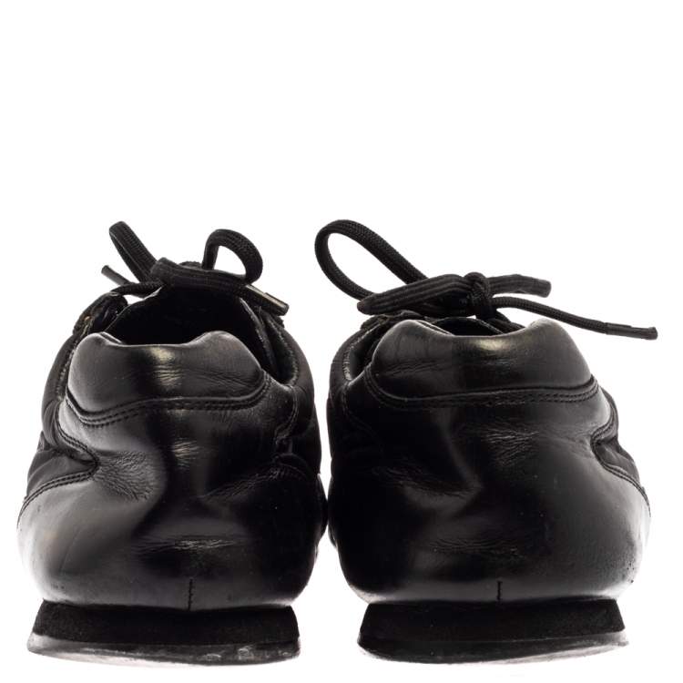 Pre Owned Prada Black Leather Low Top Sneakers Size 41.5