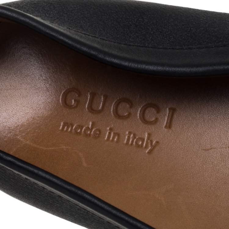 Pre Owned Gucci Black Microguccissima Leather GG Loafers Size 42.5