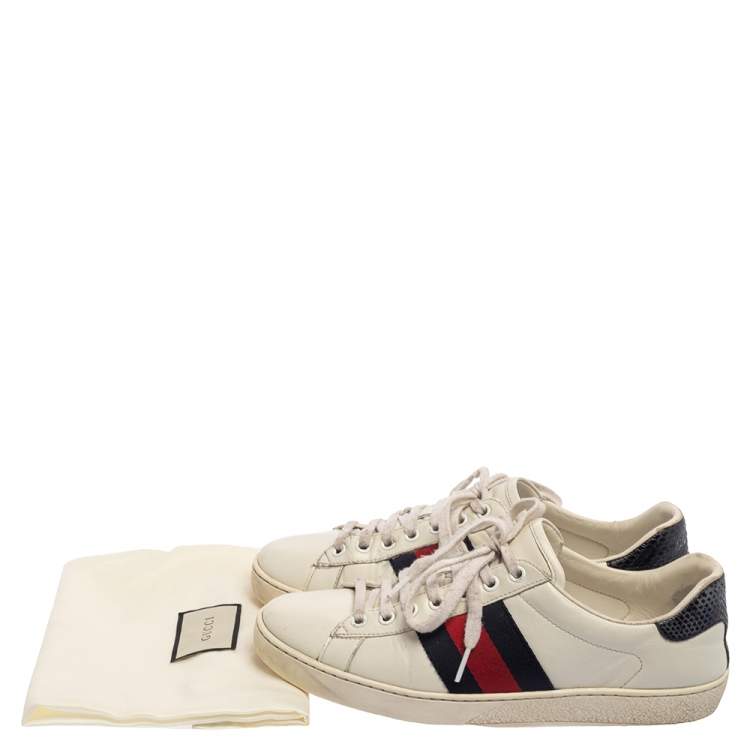 Pre Owned Gucci White Leather Ace Low Top Sneakers Size 39.5