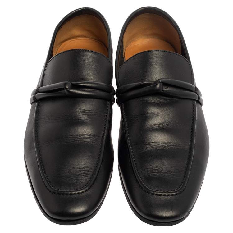 Pre Owned Gucci Black Leather Loafers Size 40
