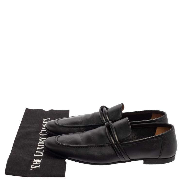 Pre Owned Gucci Black Leather Loafers Size 40