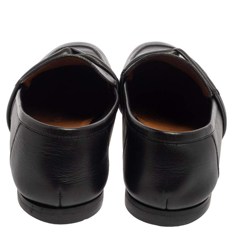 Pre Owned Gucci Black Leather Loafers Size 40