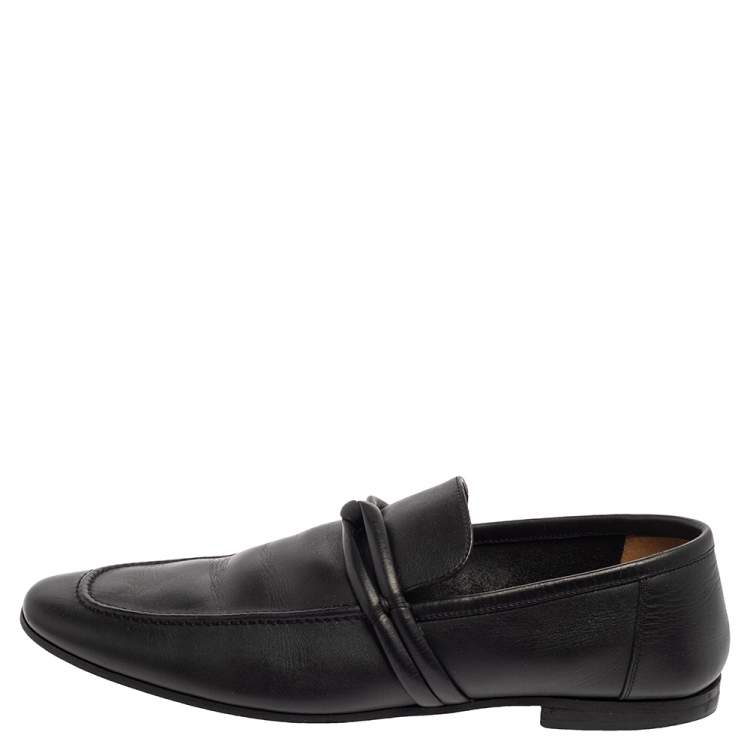 Pre Owned Gucci Black Leather Loafers Size 40