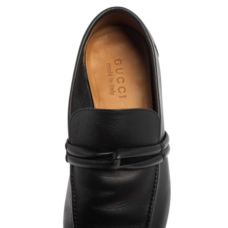 Pre Owned Gucci Black Leather Loafers Size 40