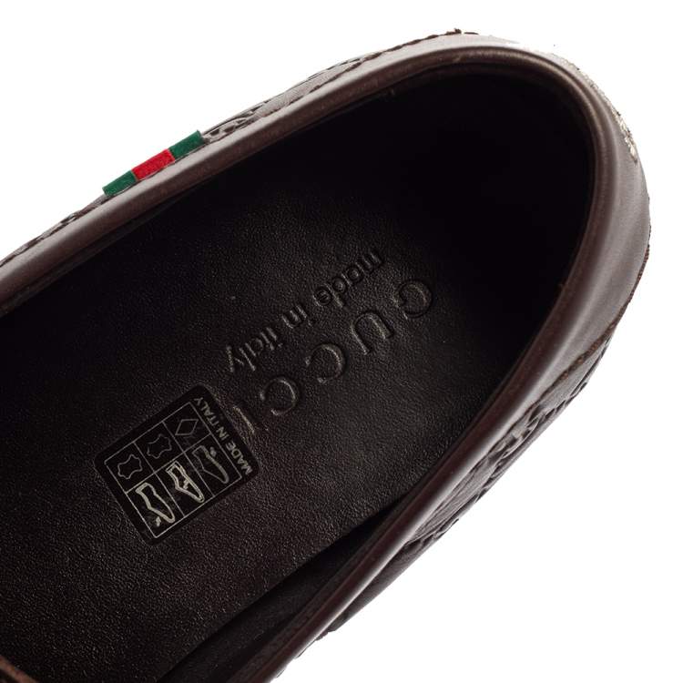 Pre Owned Gucci Brown Guccissima Leather Penny Loafers Size 43