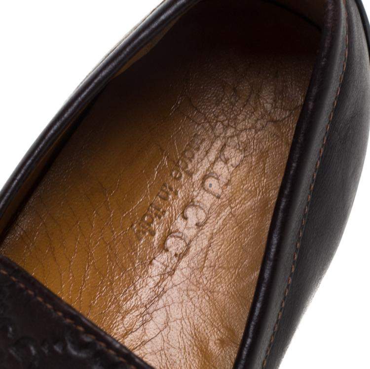 Pre Owned Gucci Dark Brown Guccissima Leather Slip On Loafers Size 39.5