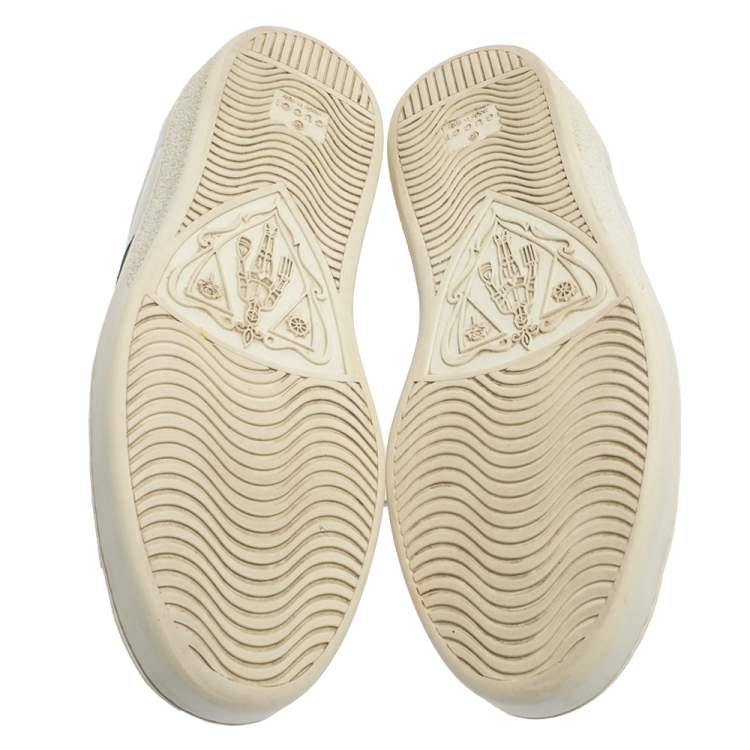 Pre Owned Gucci White Leather  Ace Bee Lace Up Low Top Sneakers Size 42.5