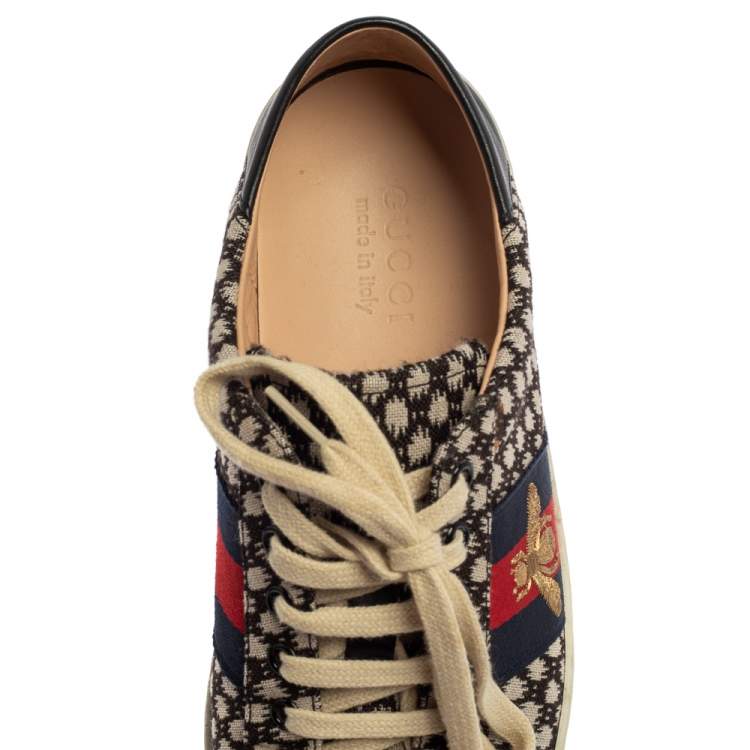 Pre Owned Gucci Black/Blue Canvas And Leather Web Sneakers Size 41