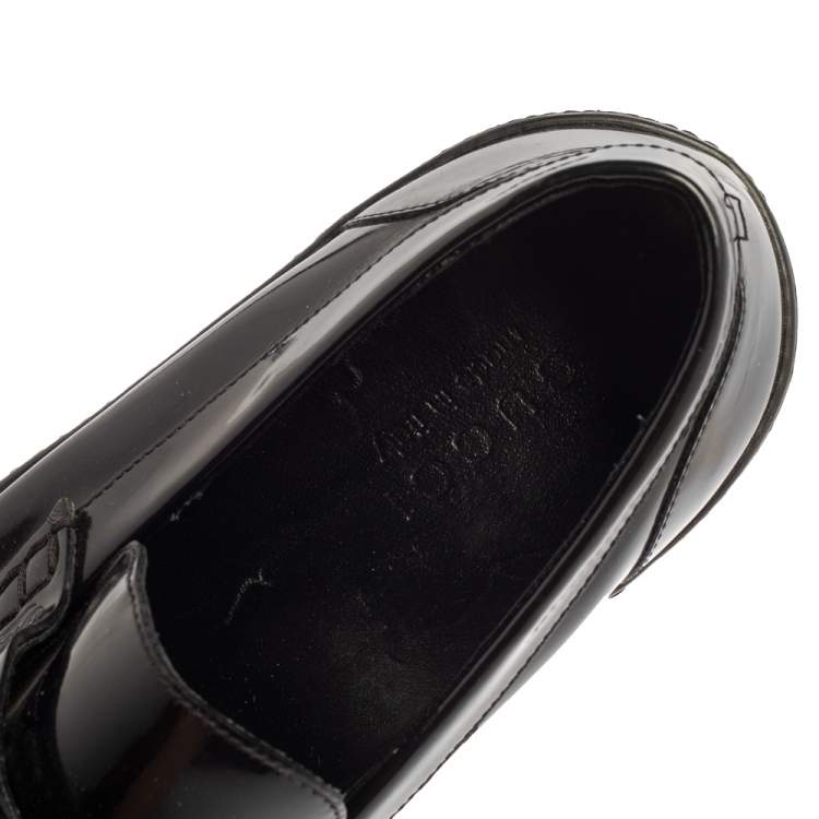 Pre Owned Gucci Black Patent Leather Loafers Size 40.5