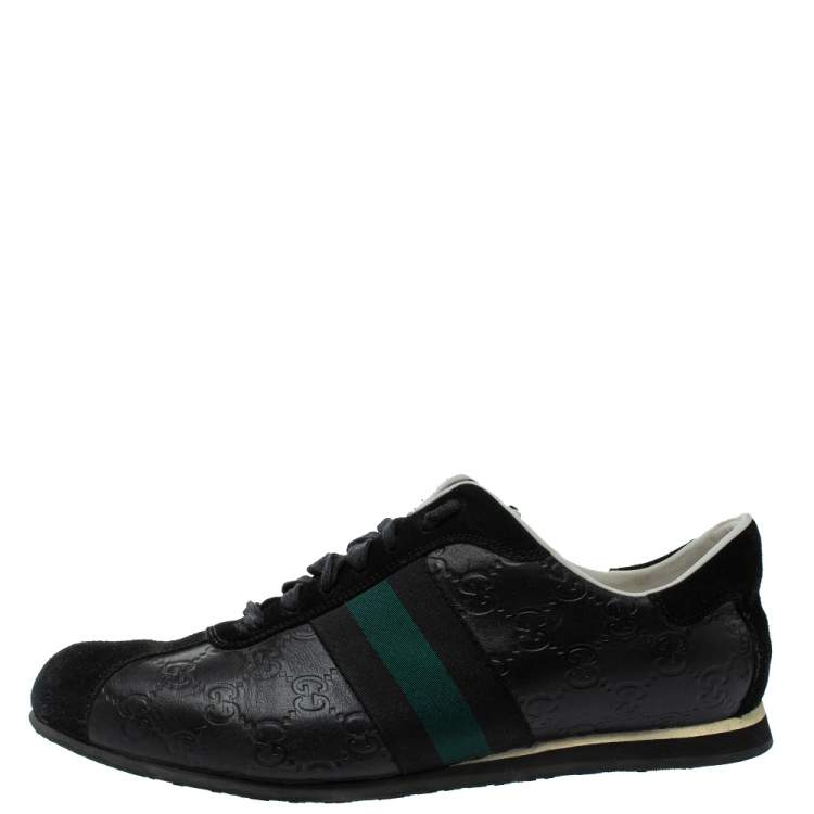 Pre Owned Gucci Black Guccissima Leather And Suede Lace Up Sneakers Size 41.5