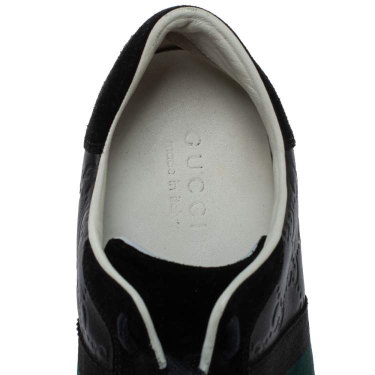 Pre Owned Gucci Black Guccissima Leather And Suede Lace Up Sneakers Size 41.5