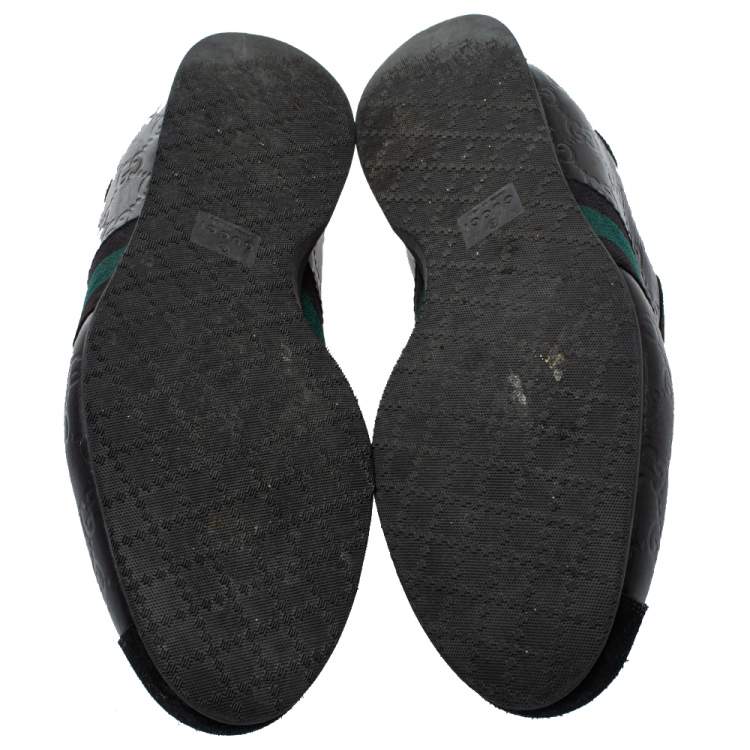 Pre Owned Gucci Black Guccissima Leather And Suede Lace Up Sneakers Size 41.5