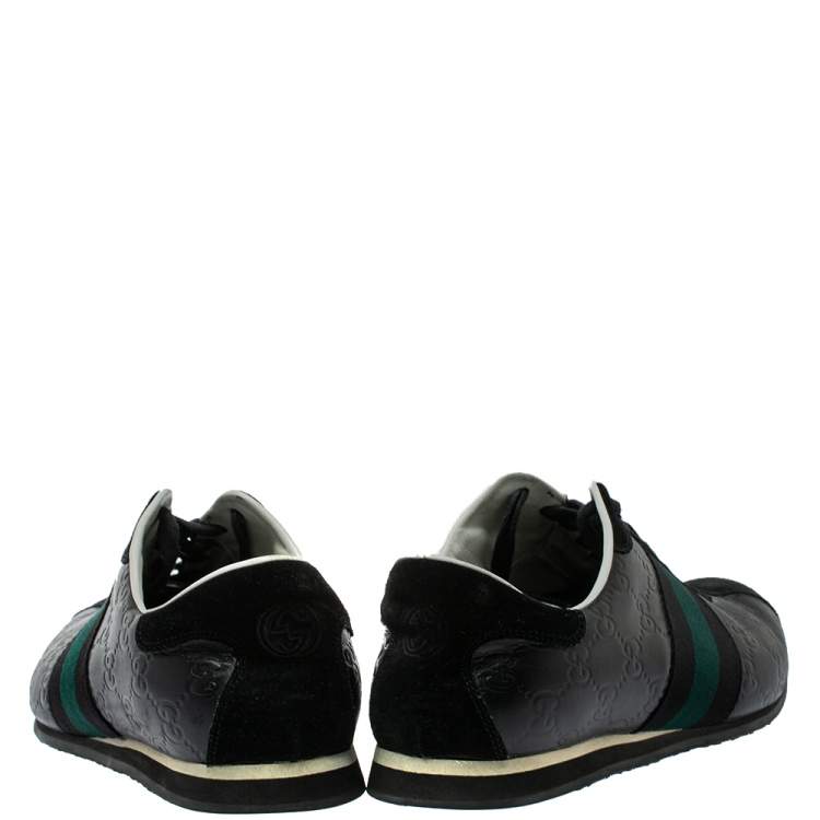 Pre Owned Gucci Black Guccissima Leather And Suede Lace Up Sneakers Size 41.5