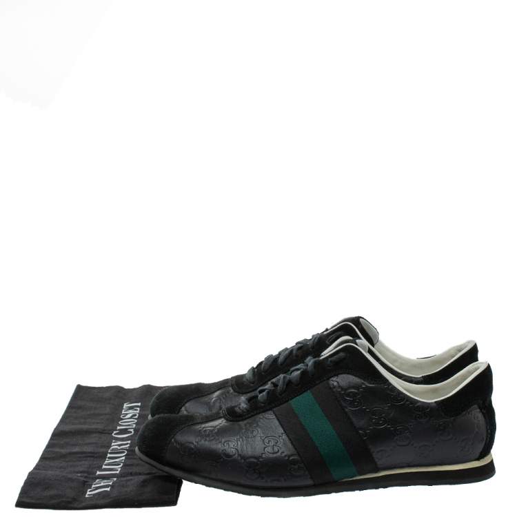 Pre Owned Gucci Black Guccissima Leather And Suede Lace Up Sneakers Size 41.5