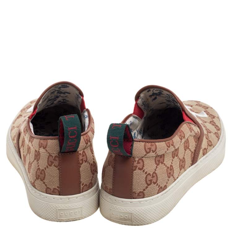 Pre Owned Gucci Beige/Brown GG Canvas MLB NY Yankees Slip On Sneakers Size 40