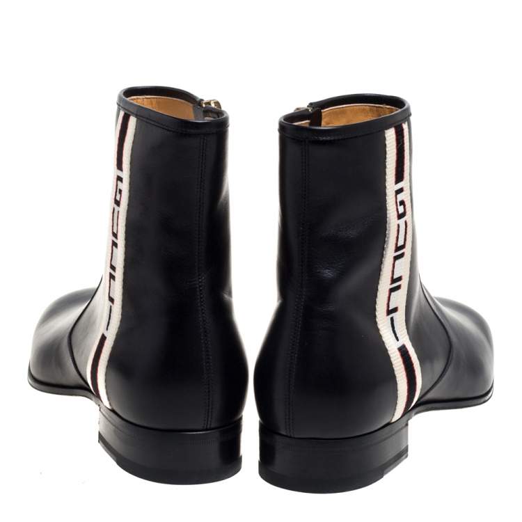 Pre Owned Gucci Black Leather Zipper Detail  Boots  Size 41