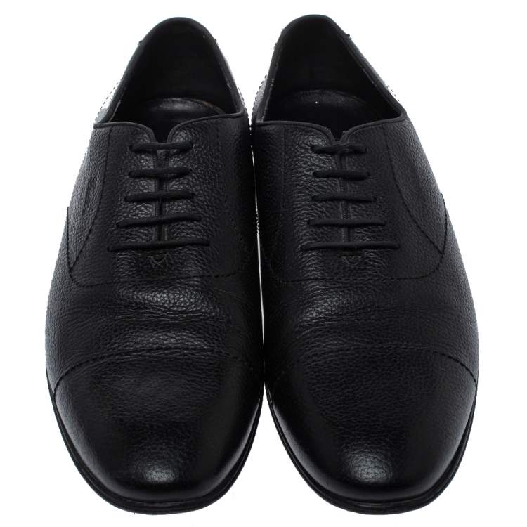 Pre Owned Gucci Black Leather Lace Up Oxfords Size 43 