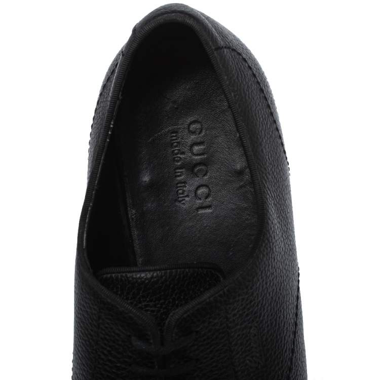 Pre Owned Gucci Black Leather Lace Up Oxfords Size 43 