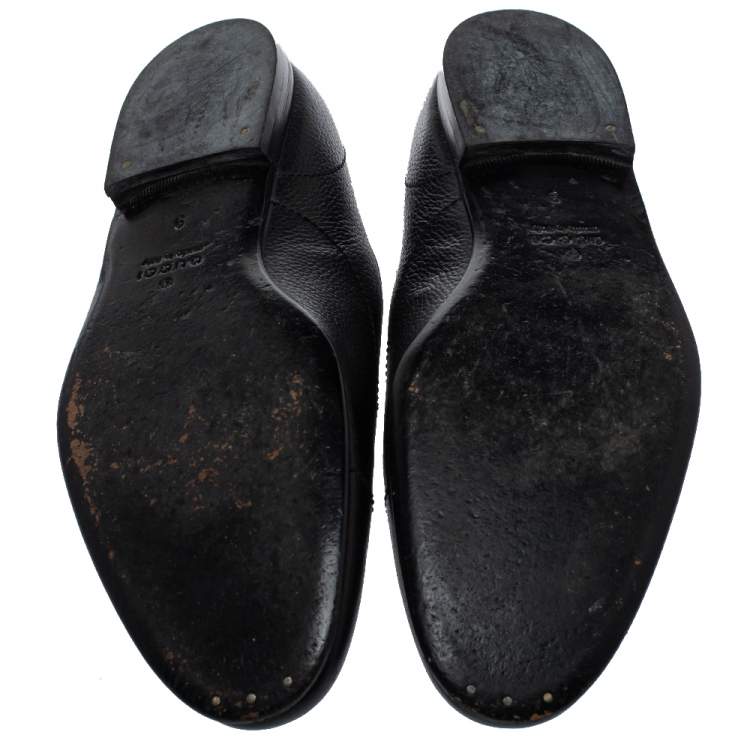 Pre Owned Gucci Black Leather Lace Up Oxfords Size 43 