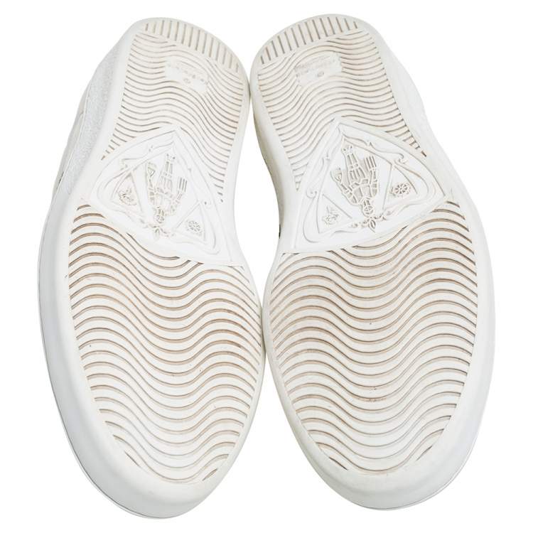 Pre Owned Gucci White Leather And Canvas New Ace Sneakers Size 43