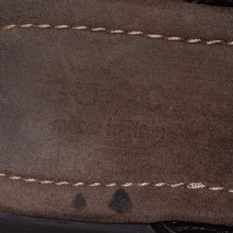 Pre Owned Gucci Beige/Brown GG Supreme Canvas Web Thong Flats Size 44