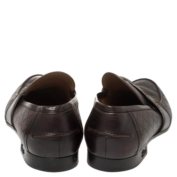 مملوكة مسبقًا Gucci Brown Diamante Leather Driver Loafers Size 44.5