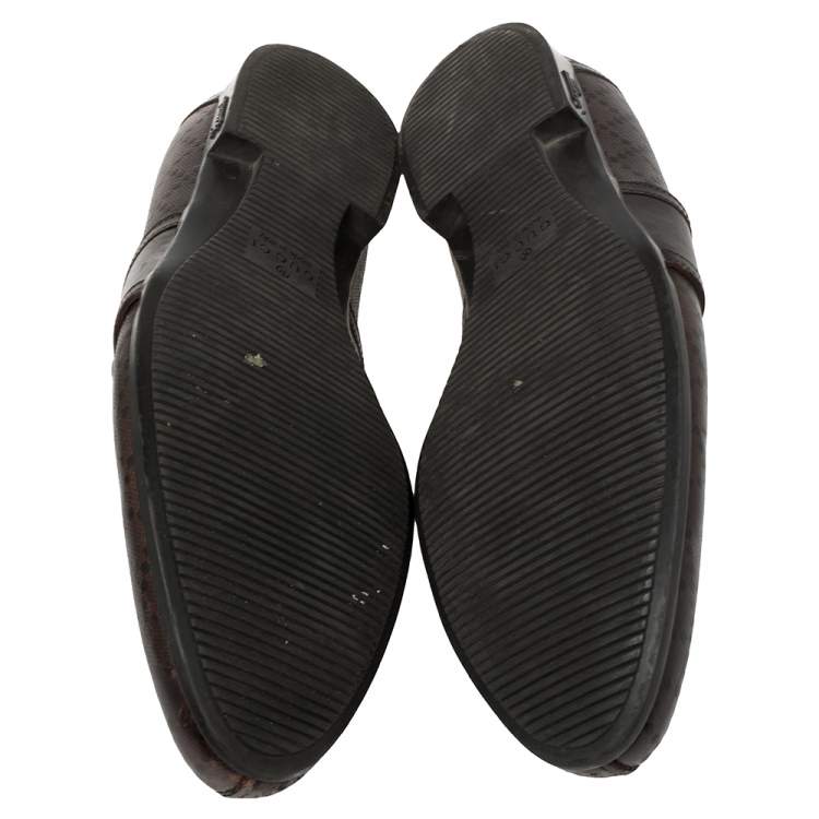 مملوكة مسبقًا Gucci Brown Diamante Leather Driver Loafers Size 44.5