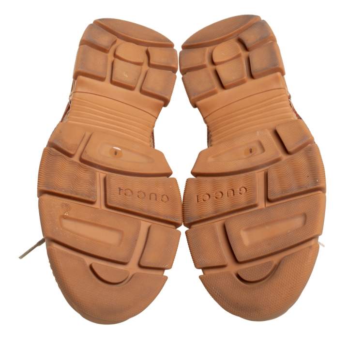 Pre Owned Gucci Brown Suede And Leather Flashtrek Low Top Sneakers Size 42