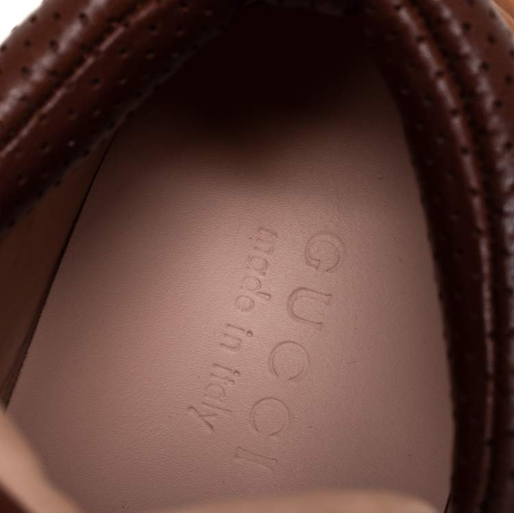 Pre Owned Gucci Brown Suede And Leather Flashtrek Low Top Sneakers Size 42