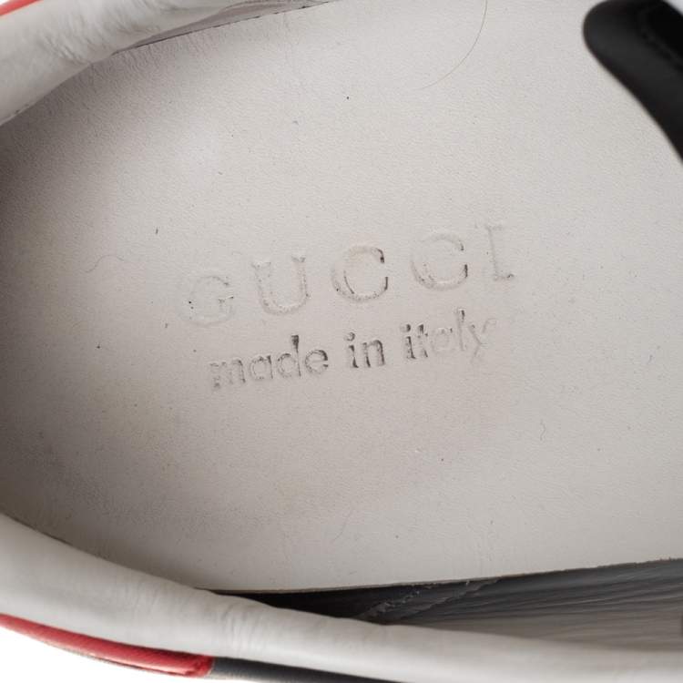 Pre Owned Gucci Black Leather Ace Stripe Low Top Sneakers Size 42
