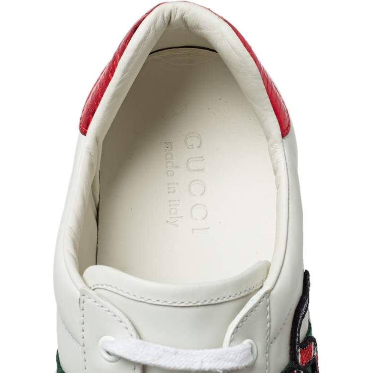 Pre Owned Gucci White Leather Ace Snake Embroidered Low Top Sneakers Size 43