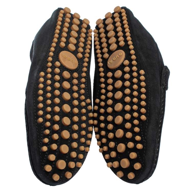 Pre Owned Gucci Black Suede Slip on Loafers Size 41.5