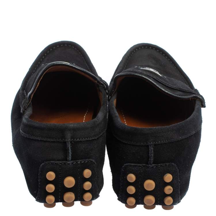 Pre Owned Gucci Black Suede Slip on Loafers Size 41.5