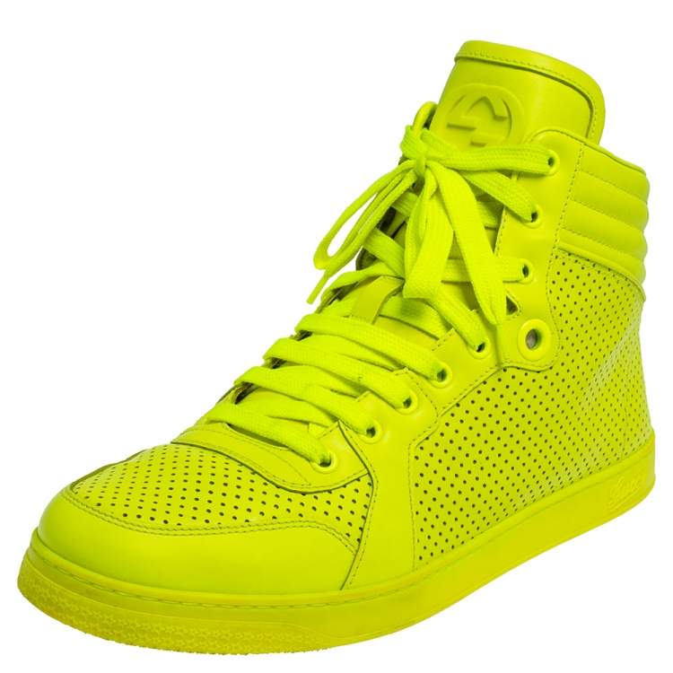 Gucci Neon Leather High-Top Sneakers Size 42 TLC