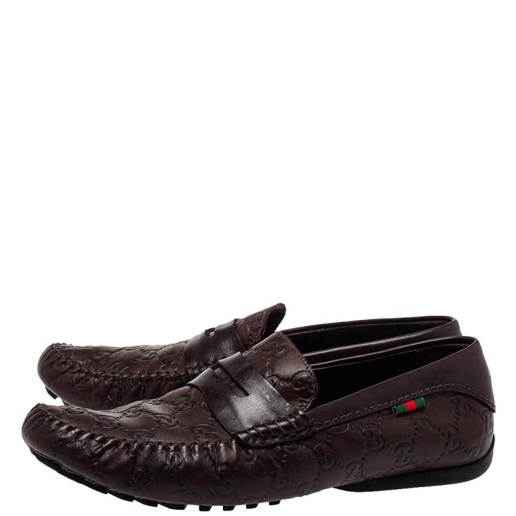 Pre Owned Gucci Brown Guccissima Leather Penny Loafer Size 41
